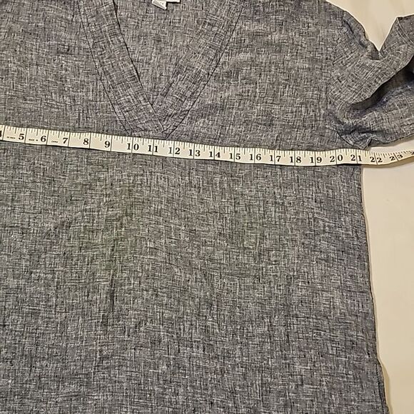 Pure Navy Blue linen Long Sleeve tunic top Sz - Picture 5 of 8